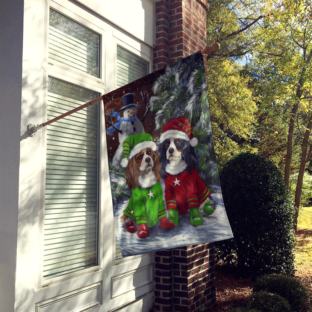Cavalier Spaniel Snowman Christmas Flag Canvas House Size PPP3067CHF
