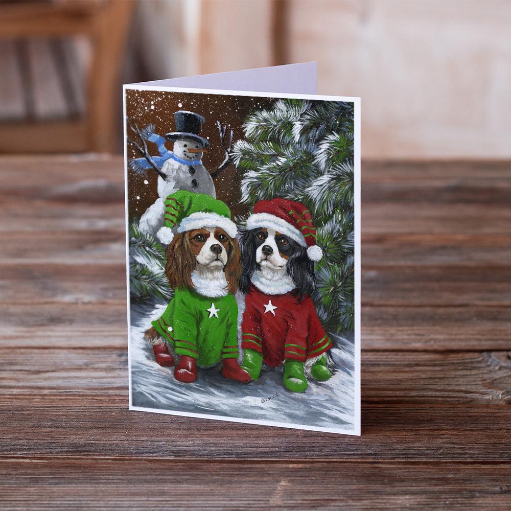 Buy this Cavalier Spaniel Snowman Christmas Greeting Cards and Envelopes Pack of 8