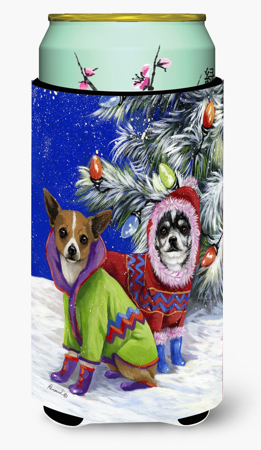 Chihuahua Christmas Snowflakes Tall Boy Hugger PPP3071TBC by Caroline's Treasures