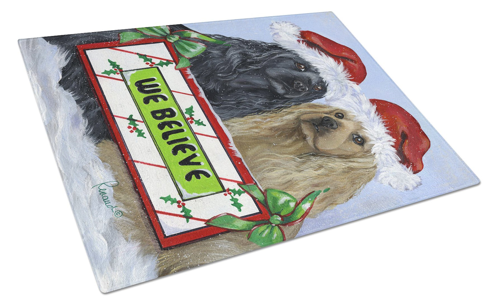 Cocker Spaniel Christmas Glass Cutting Board Large PPP3075LCB by Caroline's Treasures