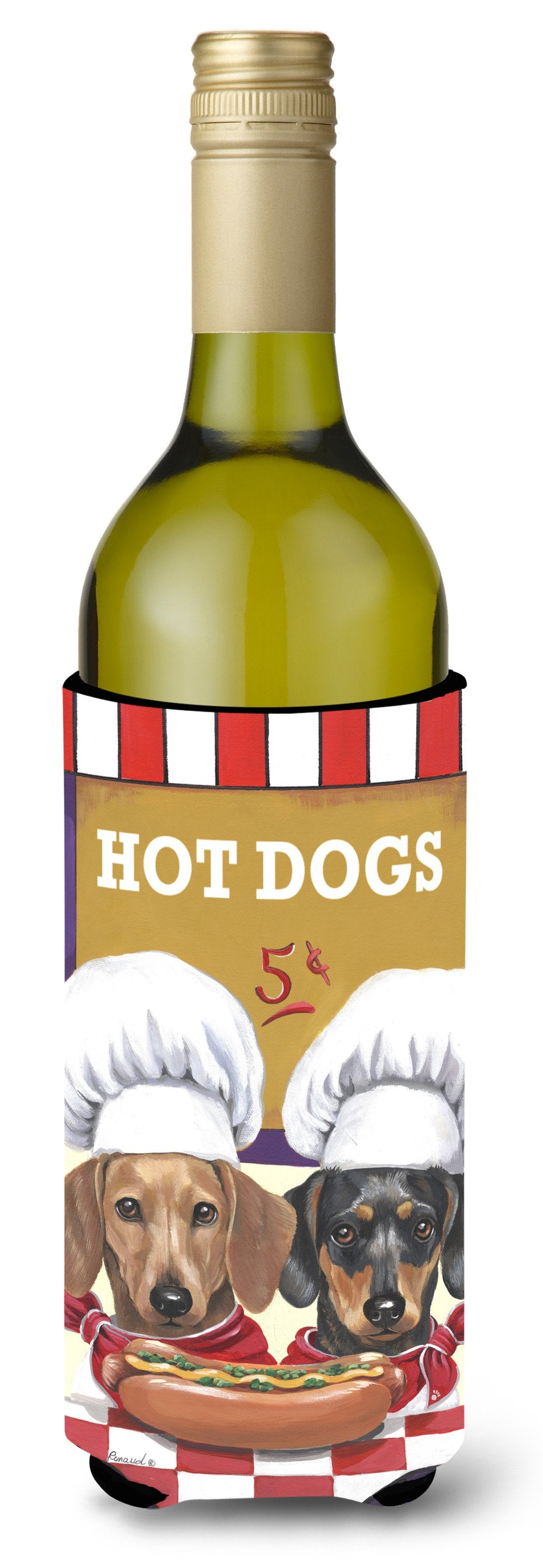 Dachshund Hot Dog Stand Wine Bottle Hugger PPP3083LITERK by Caroline&#39;s Treasures