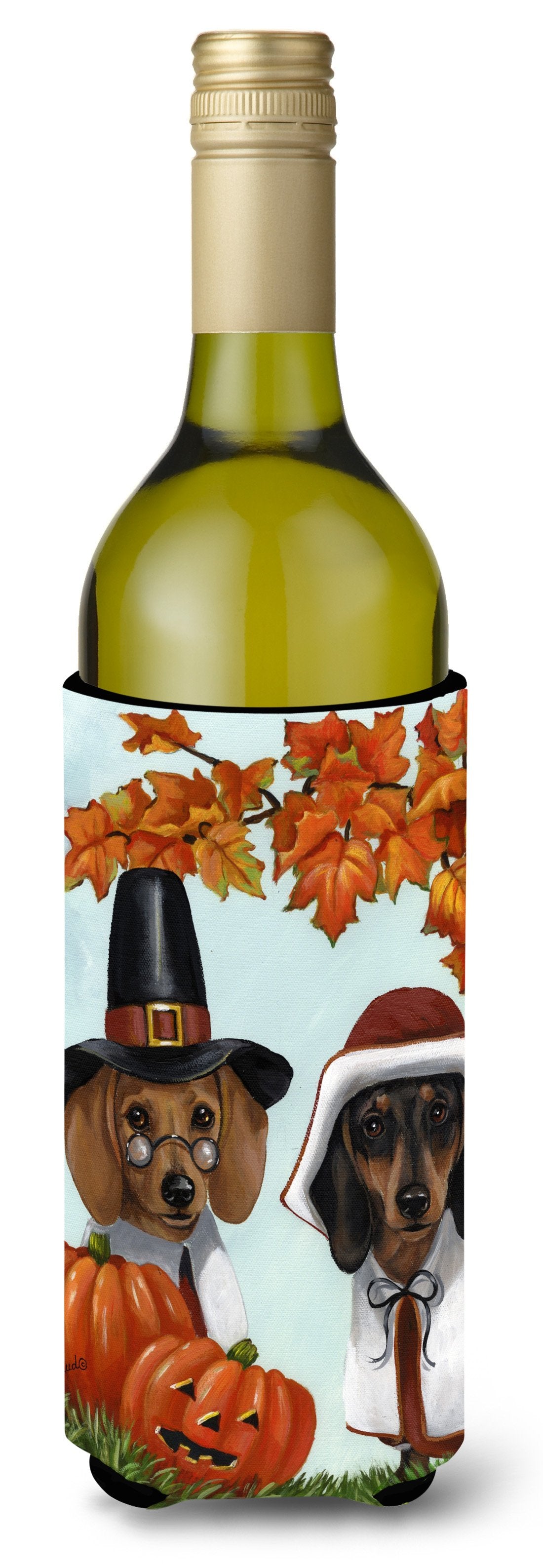Dachshund Thanksgiving Pilgrims Wine Bottle Hugger PPP3087LITERK by Caroline&#39;s Treasures