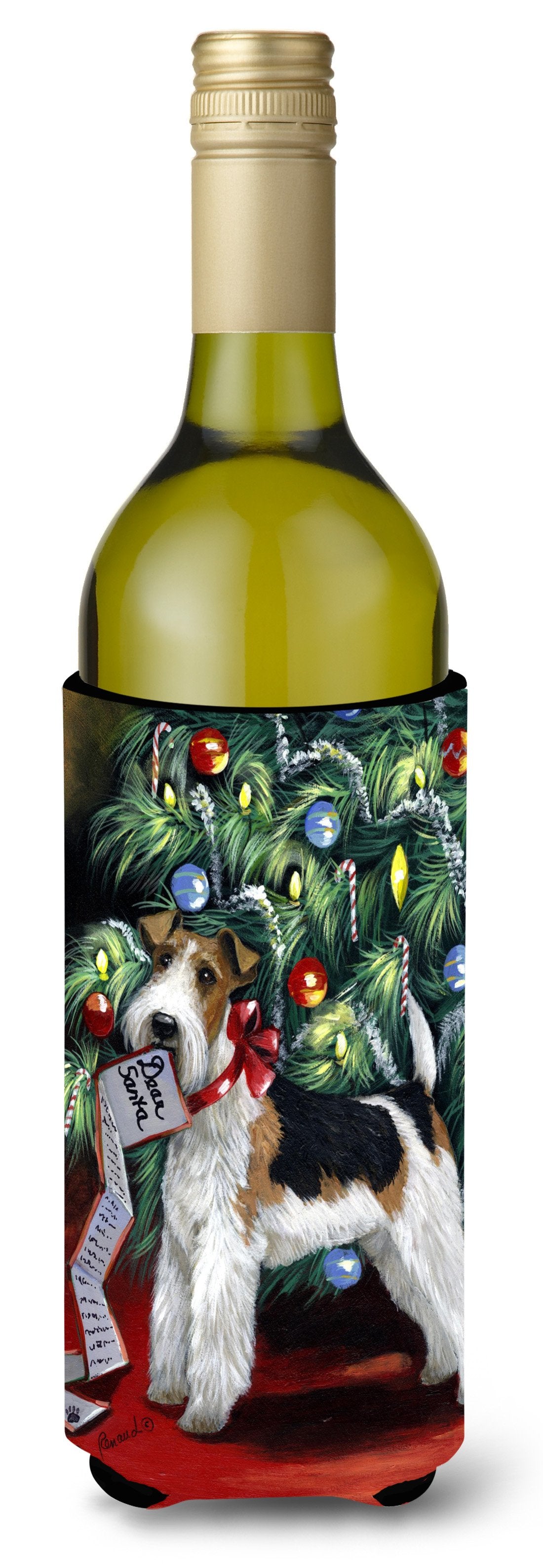 Fox Terrier Christmas Dear Santa Wine Bottle Hugger PPP3092LITERK by Caroline's Treasures