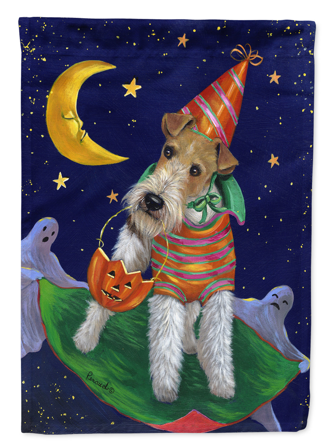 Fox Terrier Halloween Trick or Treat Flag Canvas House Size PPP3093CHF