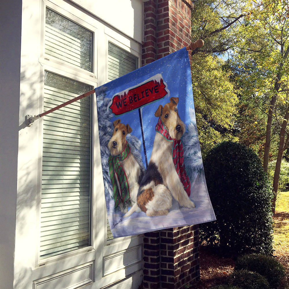 Fox Terrier Christmas We Believe Flag Canvas House Size PPP3094CHF