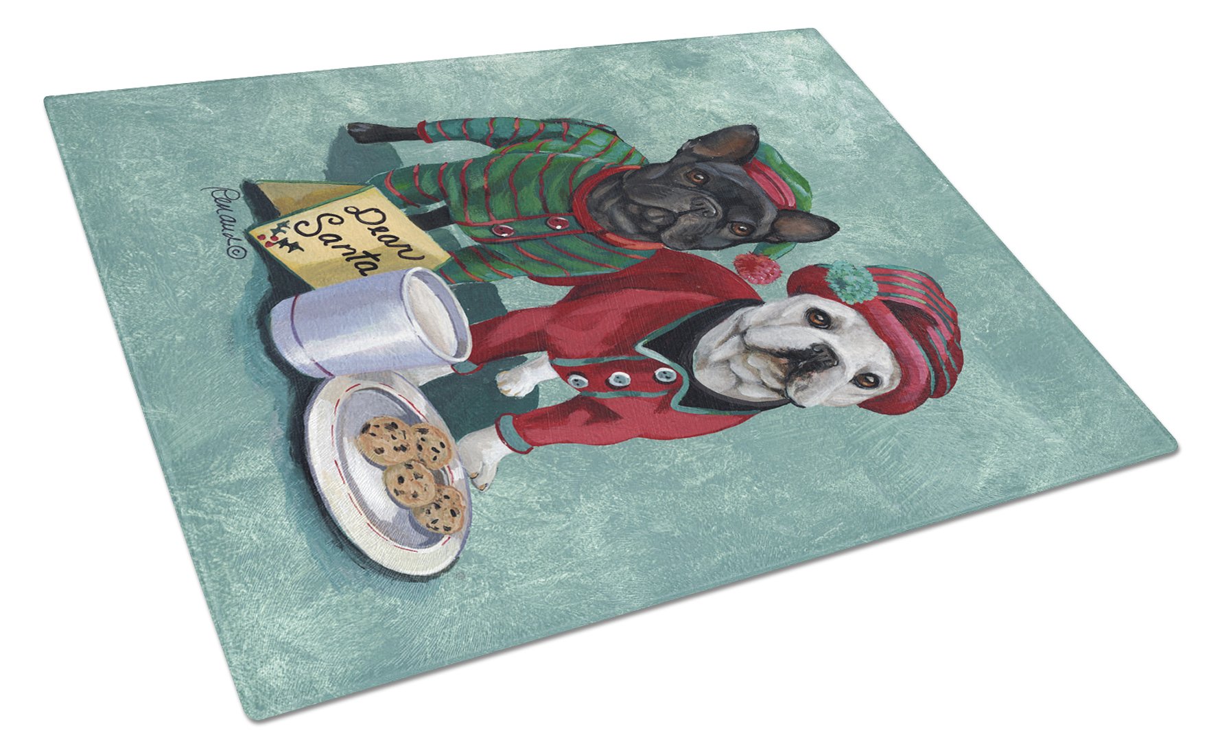 French Bulldog Christmas PJs Glass Cutting Board Large PPP3097LCB by Caroline's Treasures