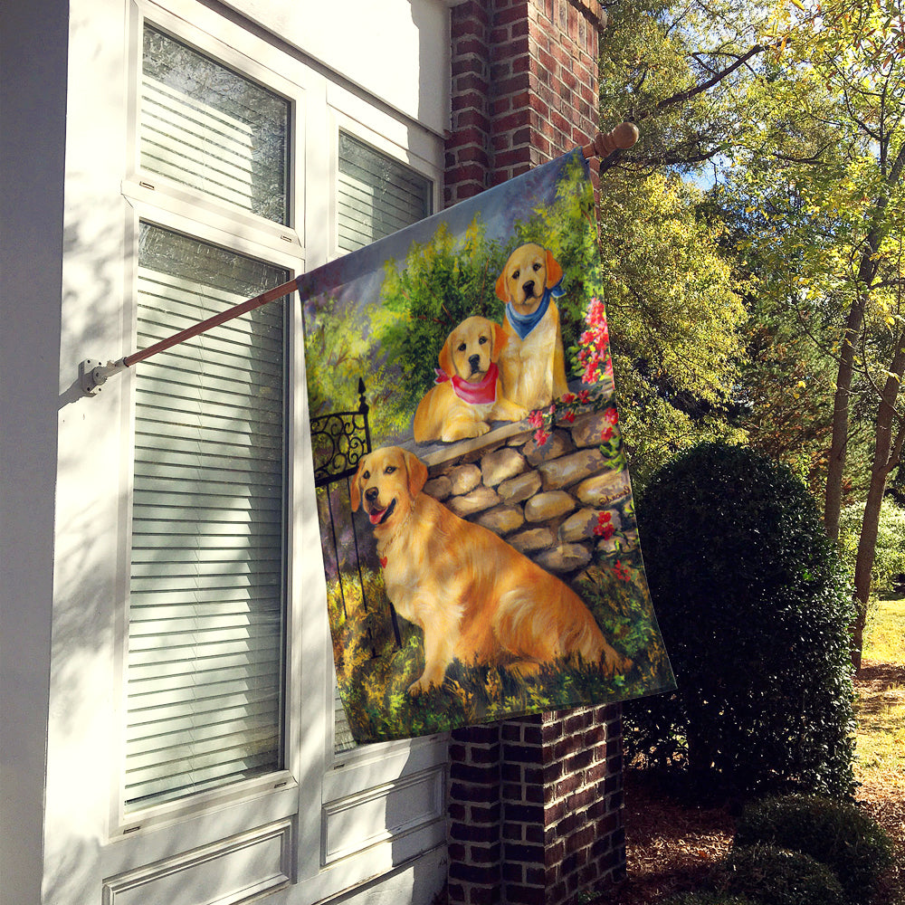 Golden Retriever At the Gate Flag Canvas House Size PPP3101CHF