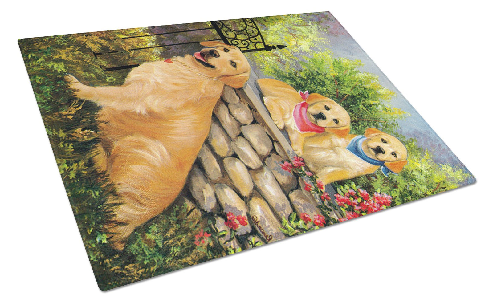 Golden Retriever At the Gate Glass Cutting Board Large PPP3101LCB by Caroline's Treasures