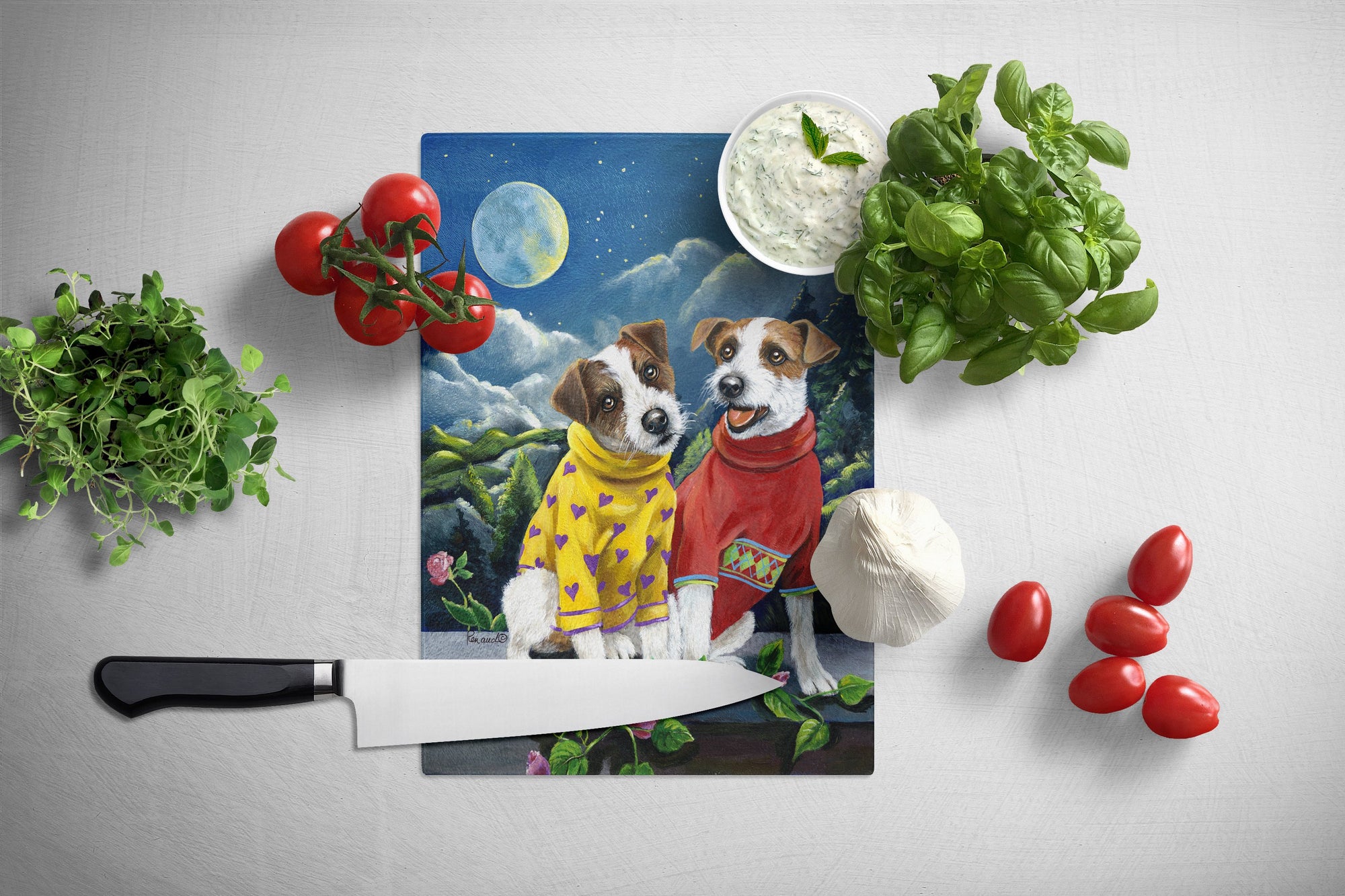 Jack Russell Terrier Moon Phase Glass Cutting Board Large PPP3106LCB by Caroline's Treasures