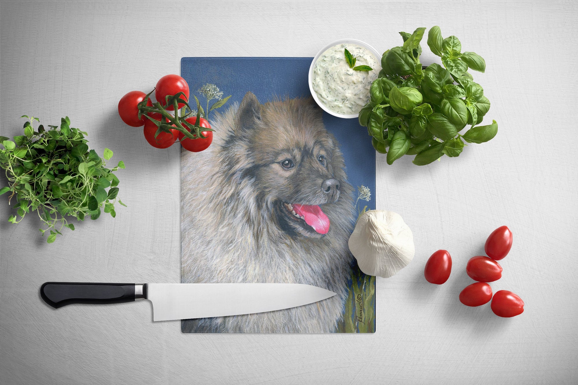Keeshond Glass Cutting Board Large PPP3110LCB by Caroline's Treasures