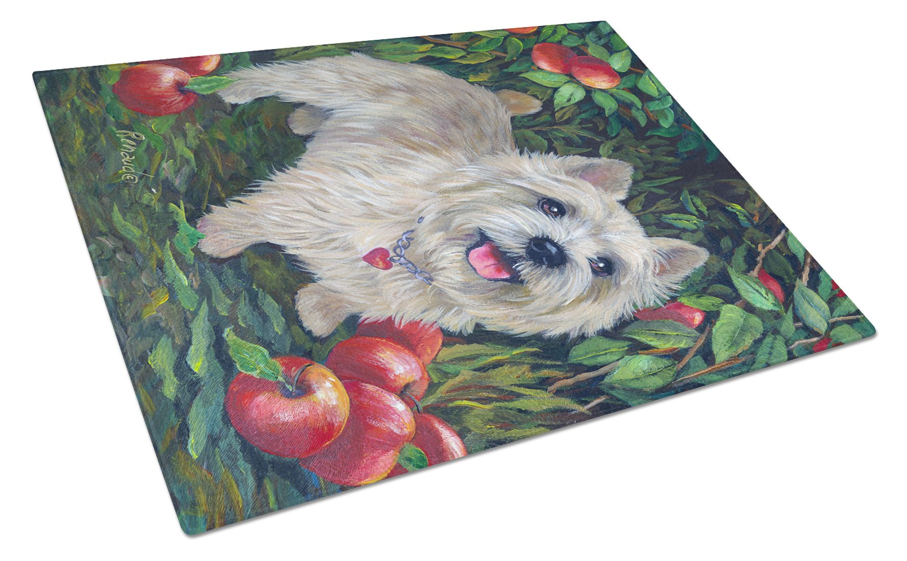 Norwich Terrier Apple Grove Glass Cutting Board Large PPP3116LCB by Caroline's Treasures