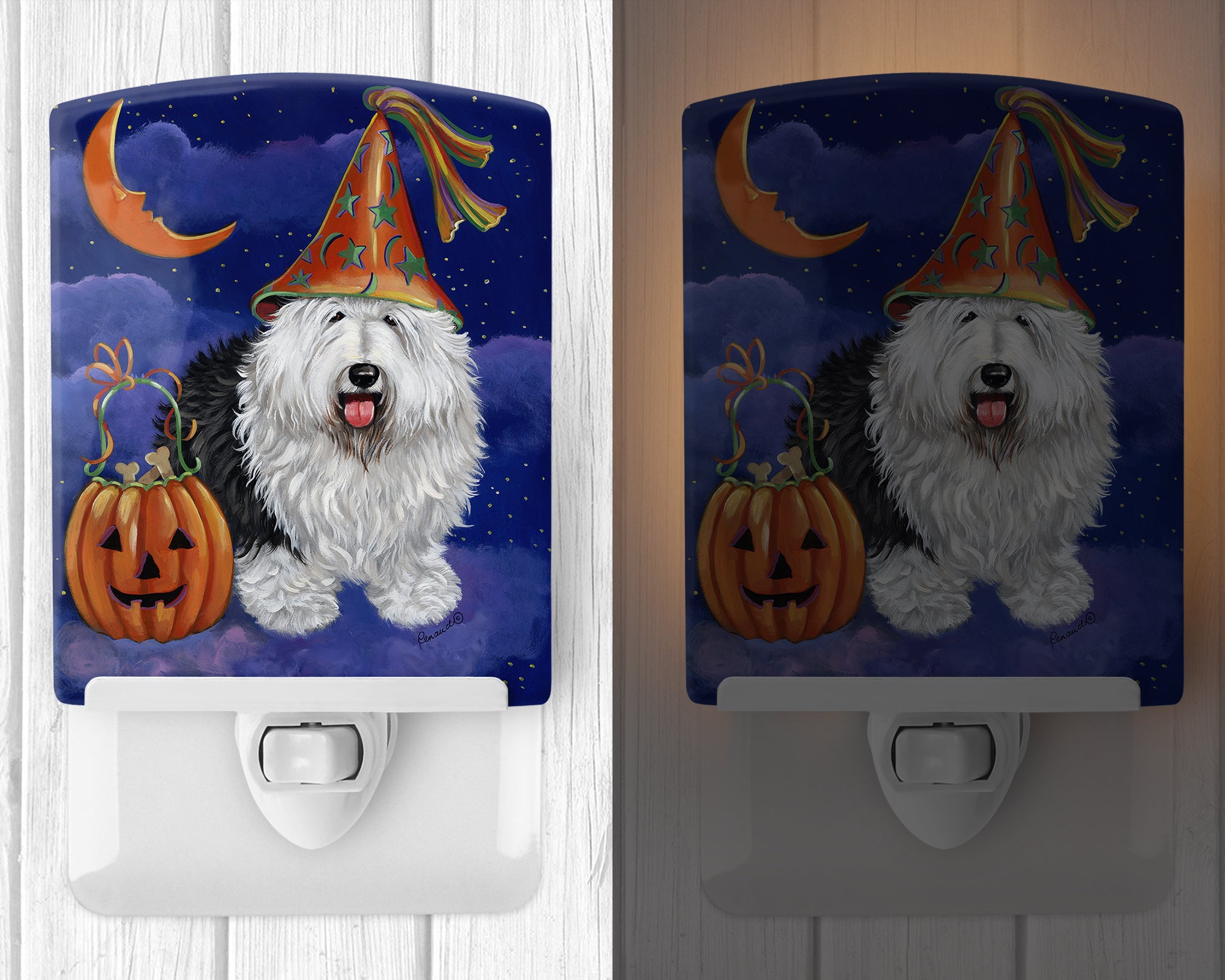 Old English Sheepdog Halloween Ceramic Night Light PPP3118CNL - the-store.com