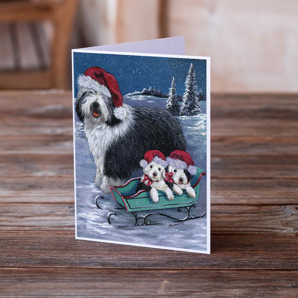 Buy this Old English Sheepdog Christmas Snow Greeting Cards and Envelopes Pack of 8