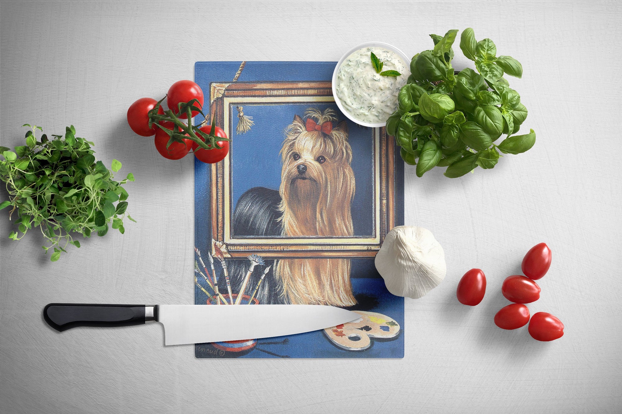 Yorkie Pretty as a Picture Glass Cutting Board Large PPP3126LCB by Caroline's Treasures