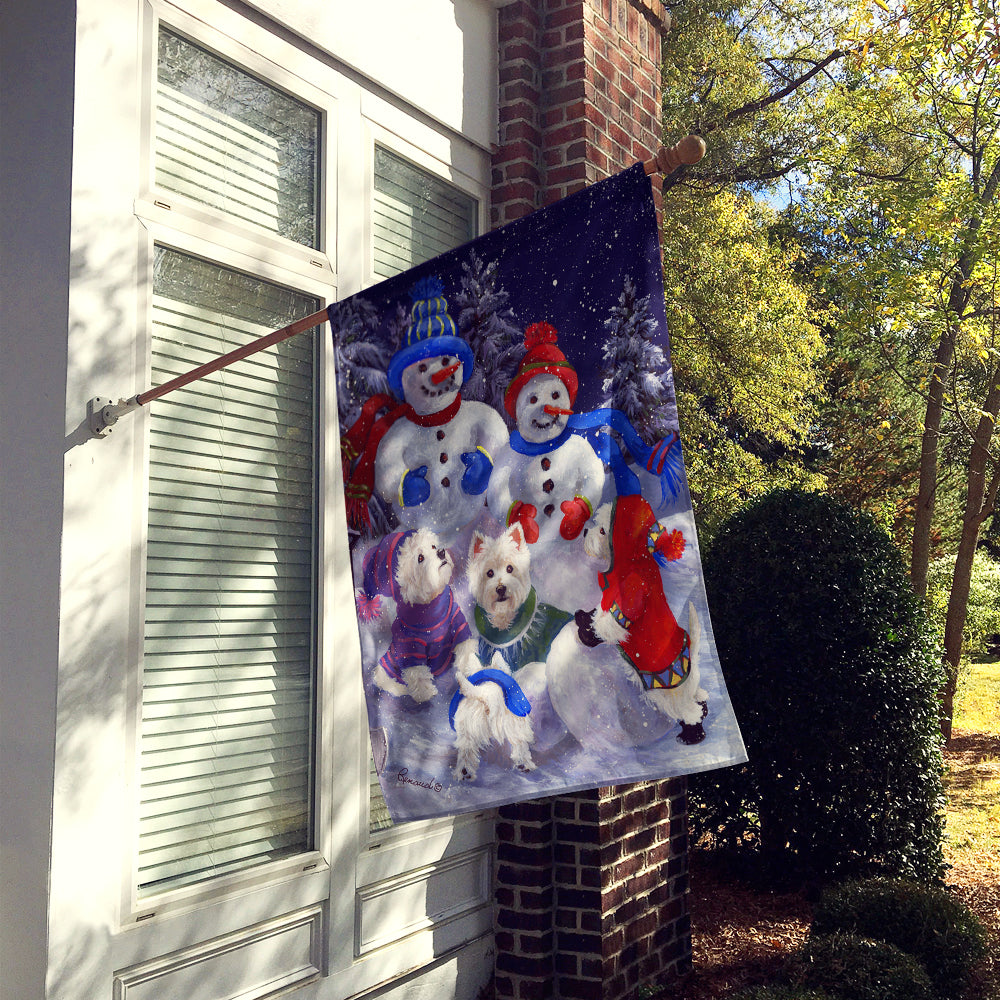 Westie Snowpeople Flag Canvas House Size PPP3135CHF