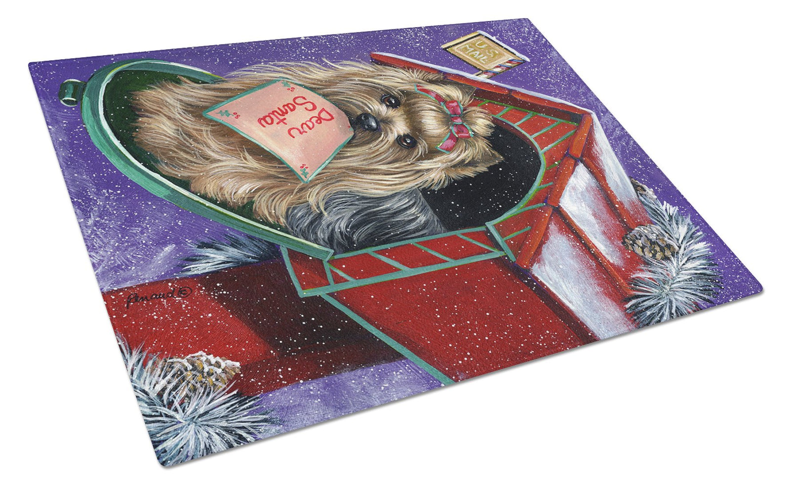 Yorkie Christmas Letter to Santa Glass Cutting Board Large PPP3140LCB by Caroline's Treasures