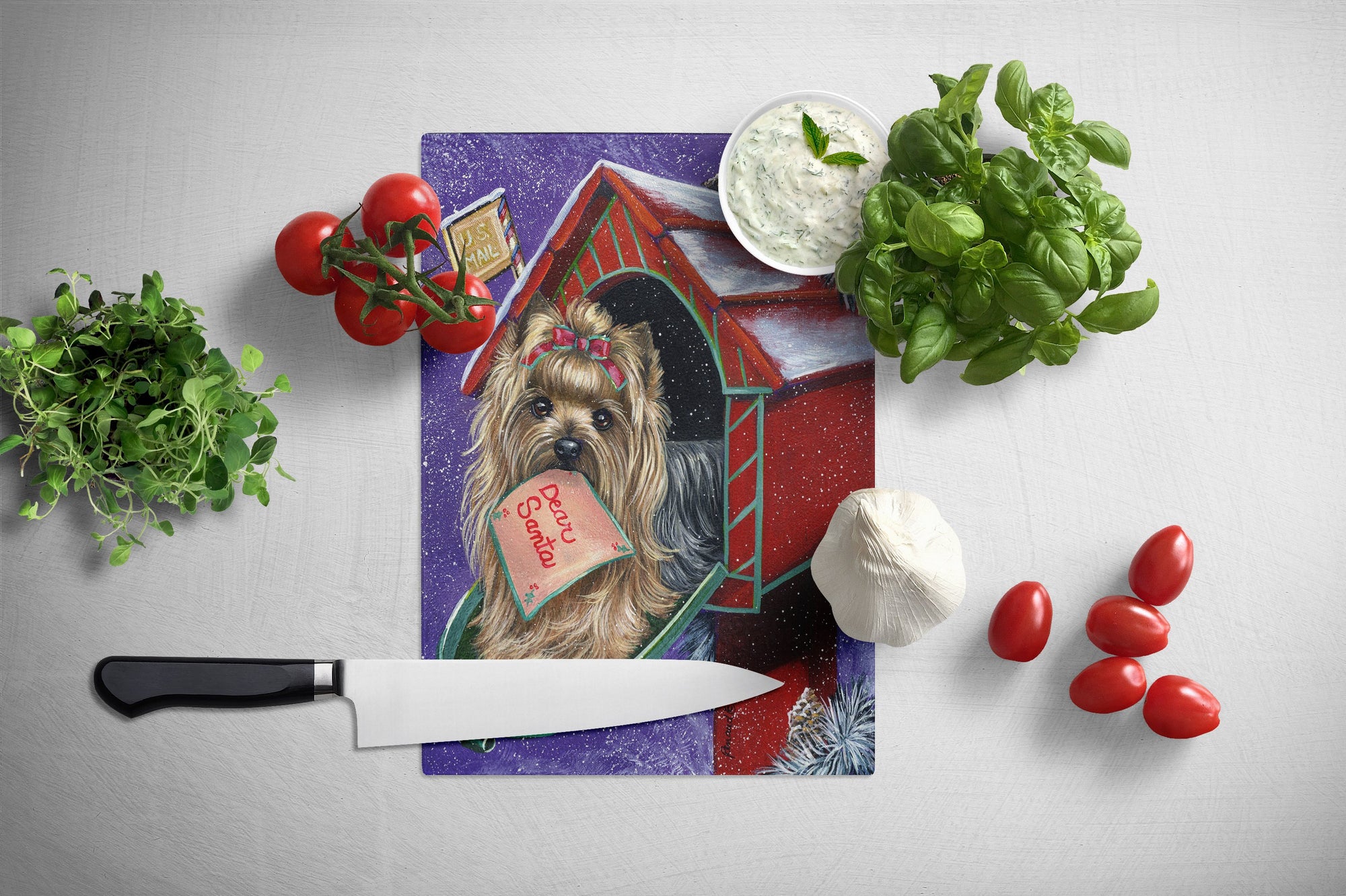 Yorkie Christmas Letter to Santa Glass Cutting Board Large PPP3140LCB by Caroline's Treasures