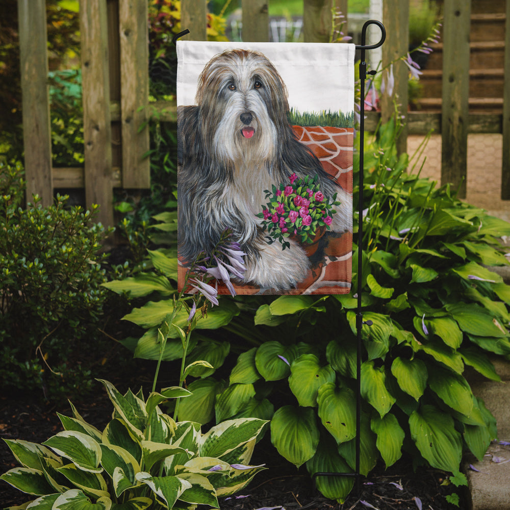 Bearded Collie Pot of Roses Flag Garden Size PPP3141GF