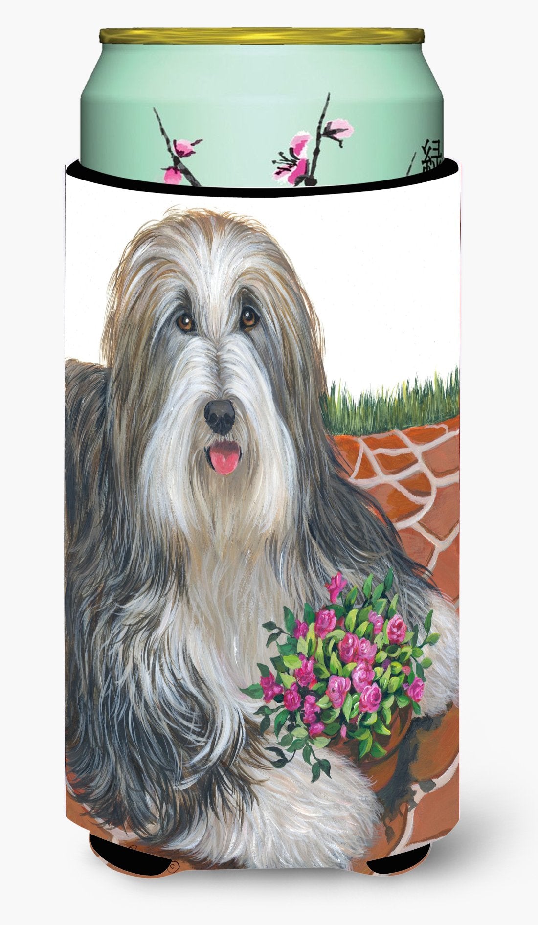 Bearded Collie Pot of Roses Tall Boy Hugger PPP3141TBC by Caroline&#39;s Treasures