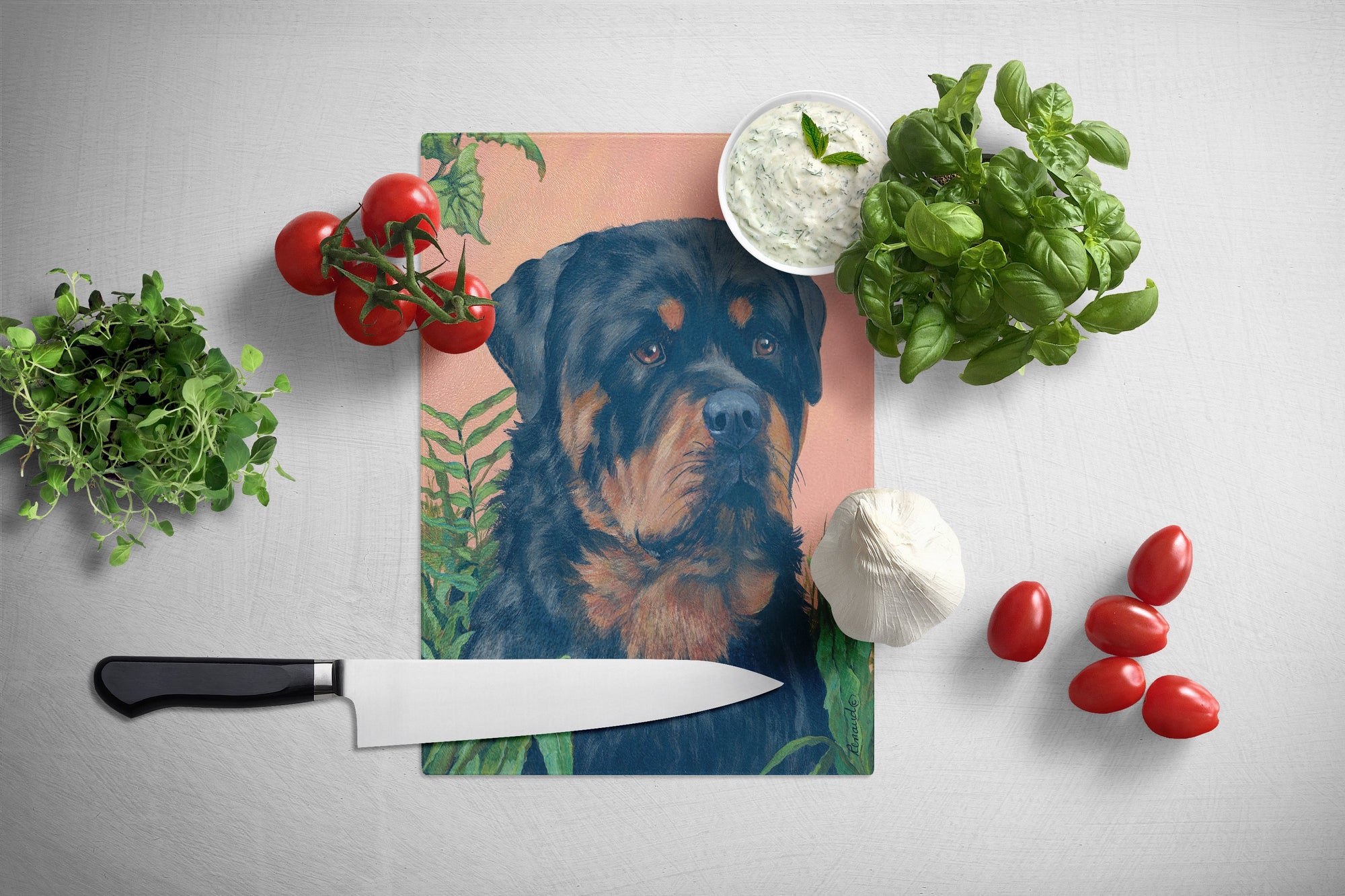 Rottweiler Glass Cutting Board Large PPP3156LCB by Caroline's Treasures