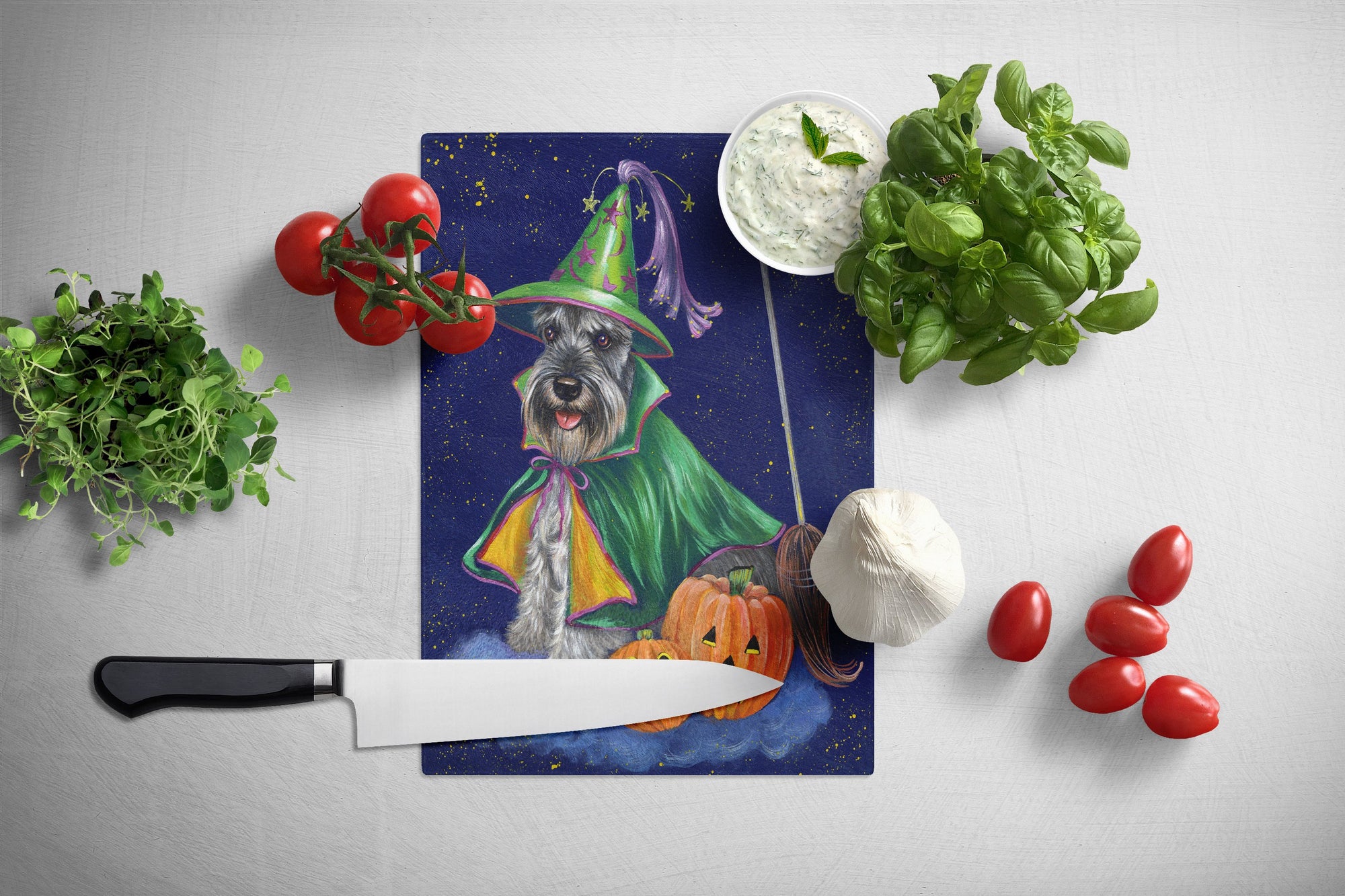 Schnauzer Halloween Good Witch Glass Cutting Board Large PPP3159LCB by Caroline's Treasures