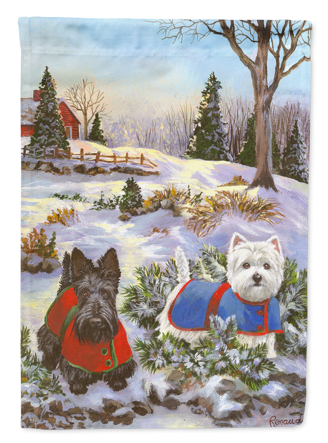 Scottie and Westie Christmas Pine Hill Flag Garden Size PPP3170GF