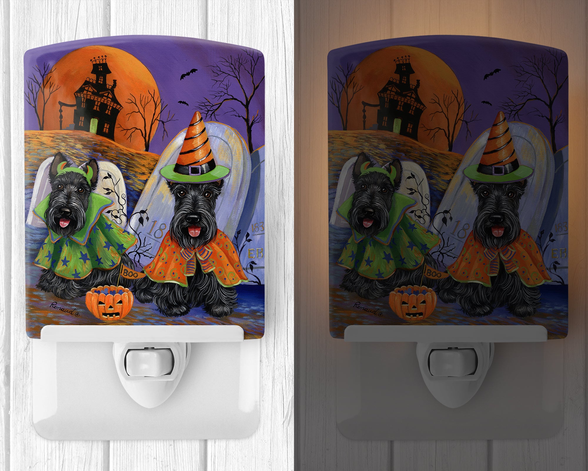 Scottie Halloween Haunted House Ceramic Night Light PPP3177CNL - the-store.com