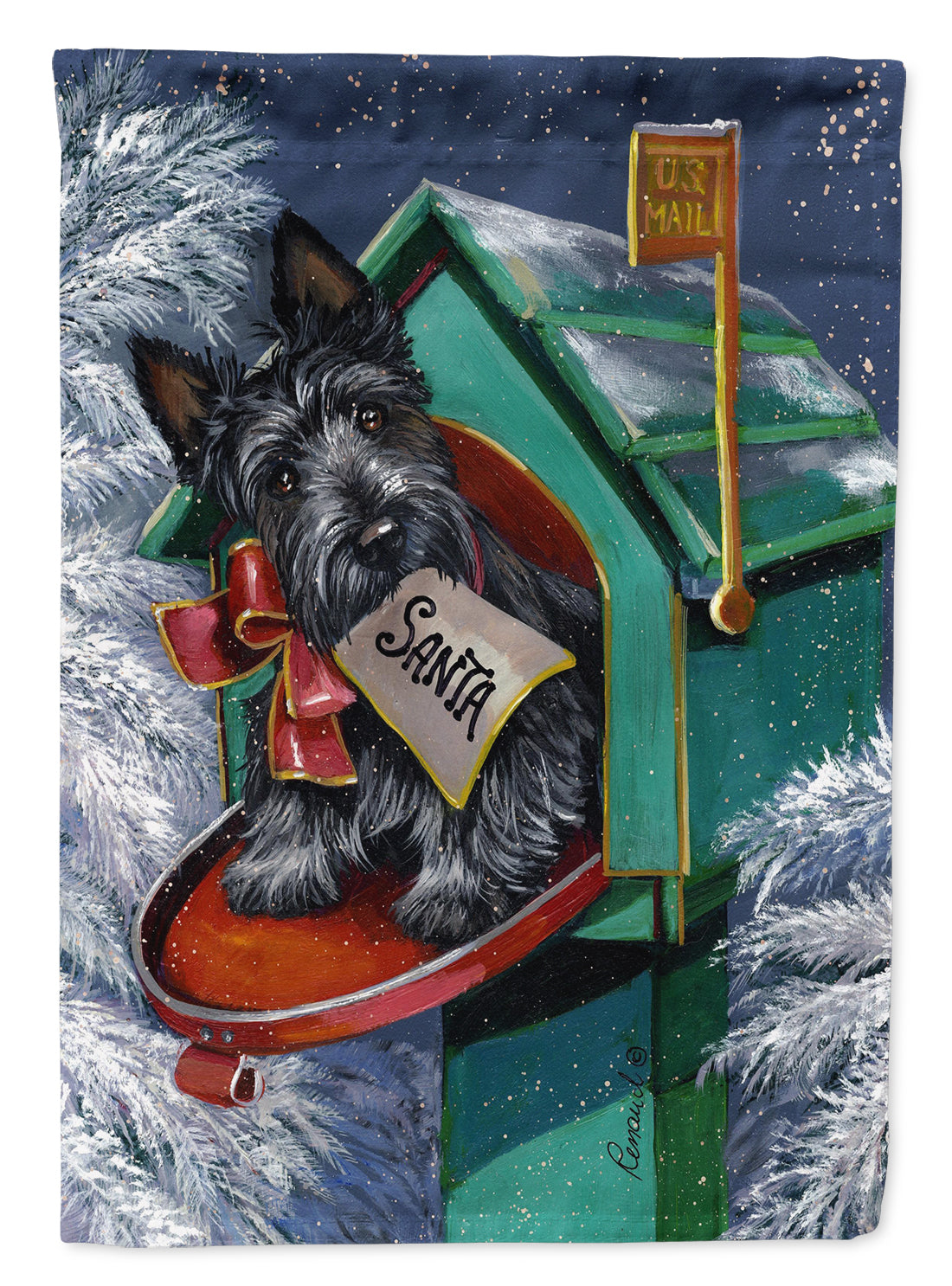 Scottie Christmas Letter to Santa Flag Canvas House Size PPP3178CHF
