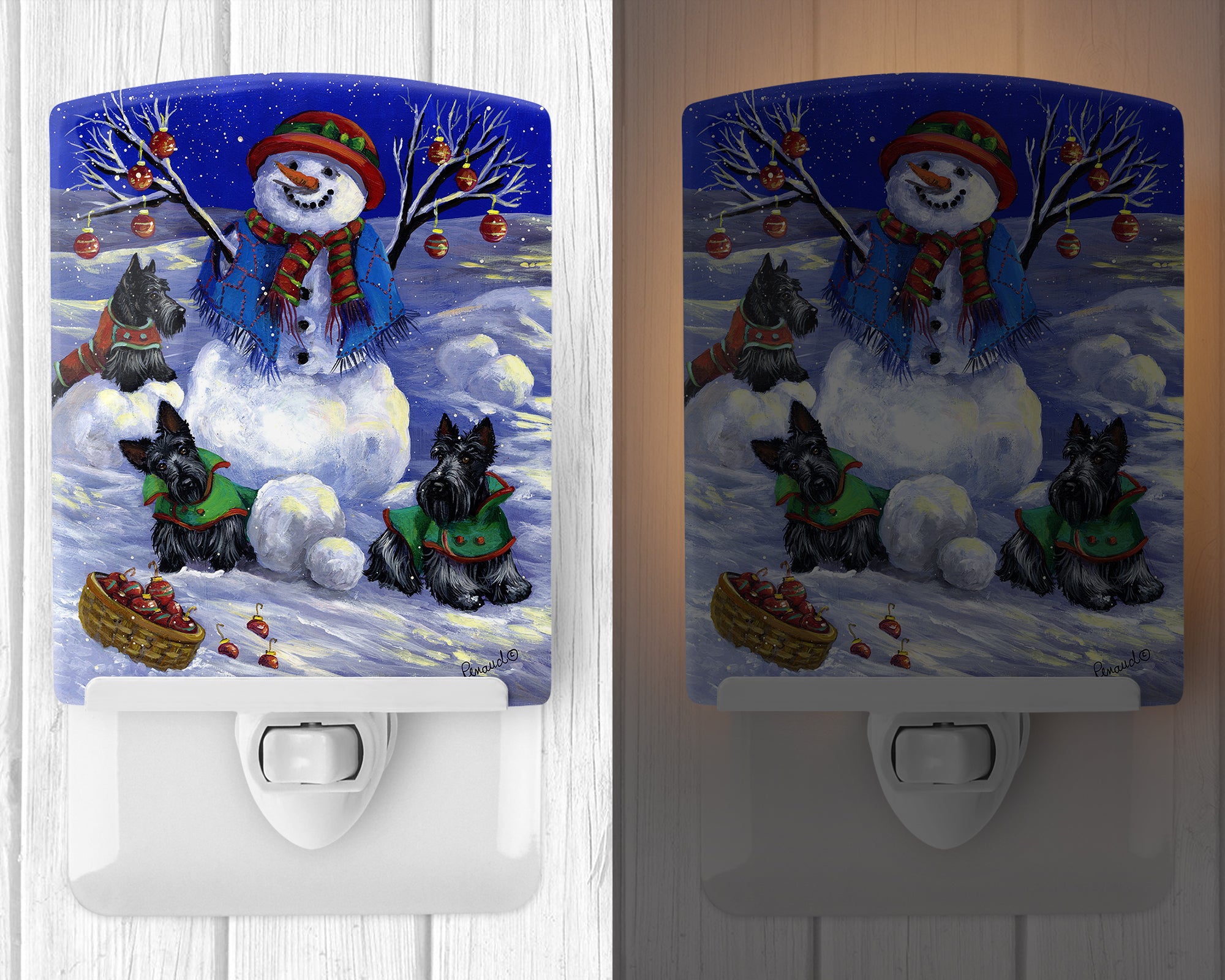 Scottie Christmas Snowman Ceramic Night Light PPP3184CNL - the-store.com