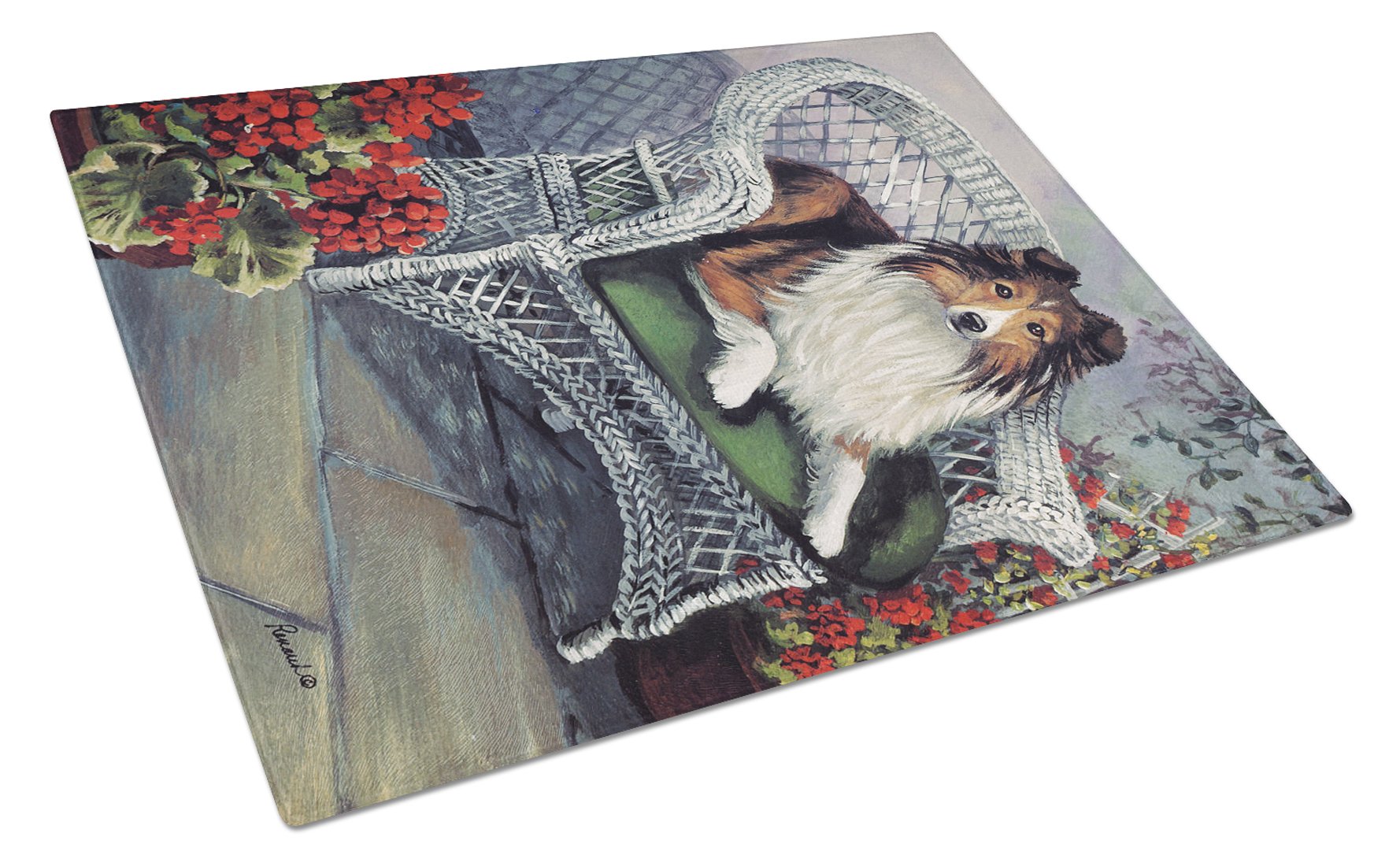 Sheltie Patio Jewel Glass Cutting Board Large PPP3187LCB by Caroline's Treasures
