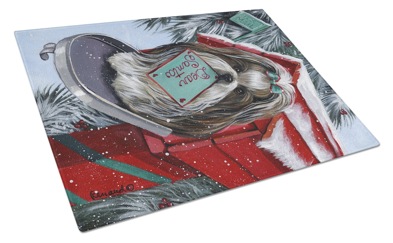 Shih Tzu Christmas Letter to Santa Glass Cutting Board Large PPP3189LCB by Caroline's Treasures