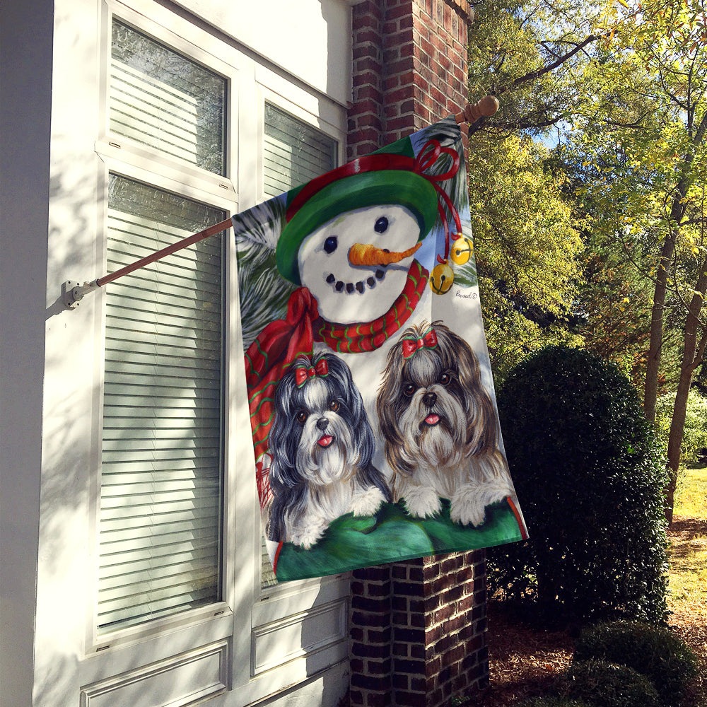 Shih Tzu Christmas Snowman Flag Canvas House Size PPP3191CHF
