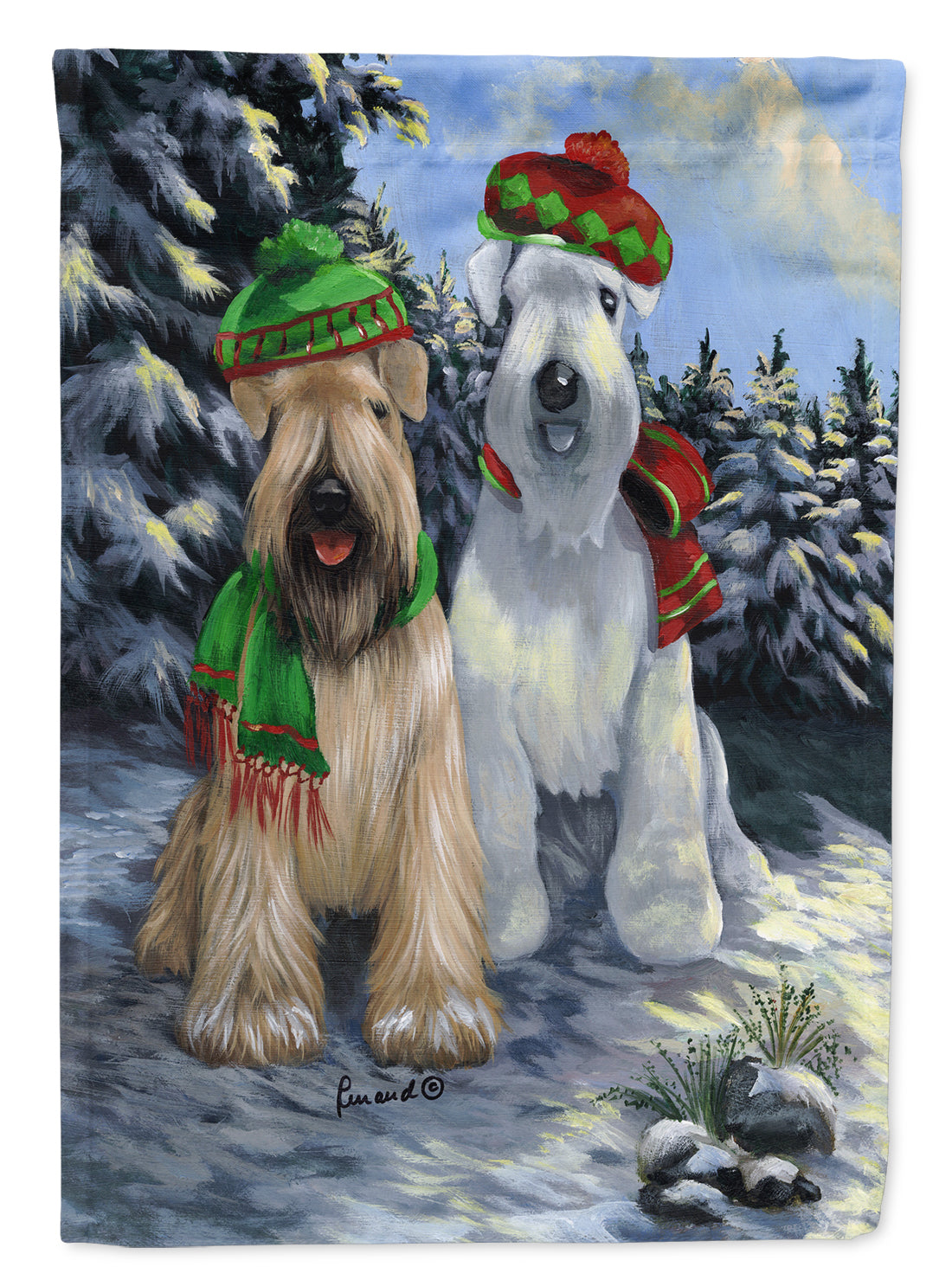 Wheaten Terrier Christmas Snowdog Flag Canvas House Size PPP3194CHF