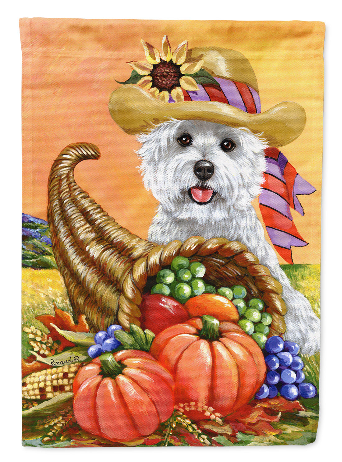 Westie Autumn Flag Canvas House Size PPP3200CHF