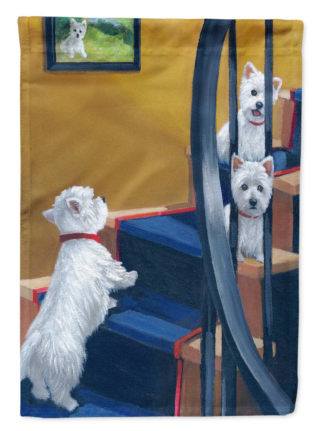 Westie Going Up Flag Canvas House Size PPP3204CHF