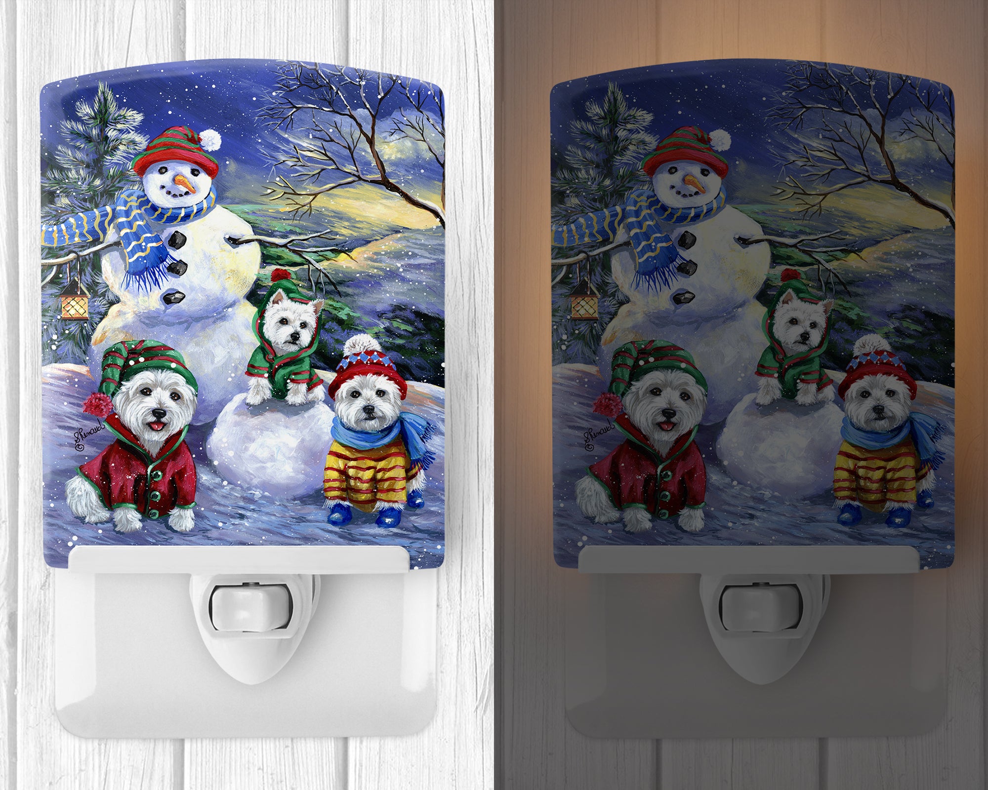 Westie Holiay Snowballs Ceramic Night Light PPP3208CNL - the-store.com