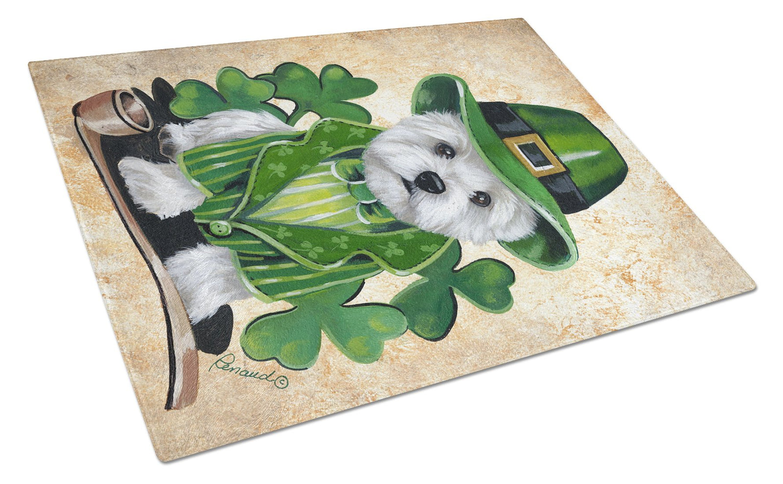 Westie St Patrick's Day Leprechaun Glass Cutting Board Large PPP3214LCB by Caroline's Treasures