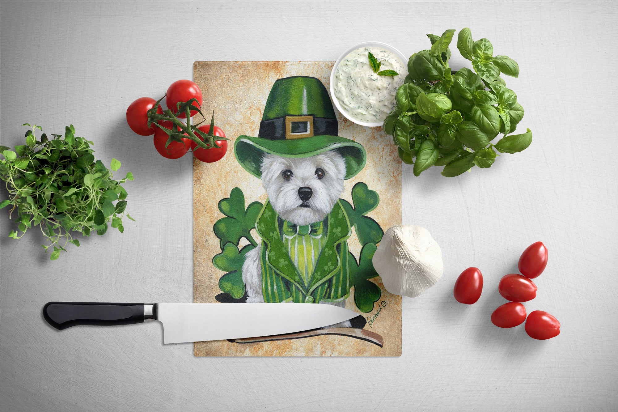 Westie St Patrick's Day Leprechaun Glass Cutting Board Large PPP3214LCB by Caroline's Treasures