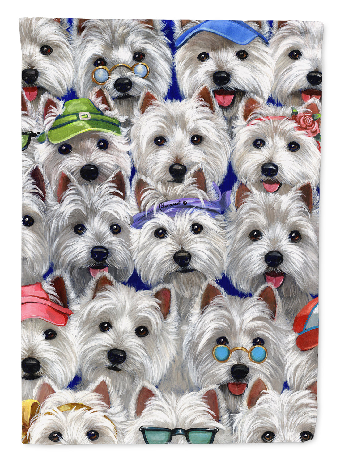 Westie Many Faces Flag Canvas House Size PPP3217CHF