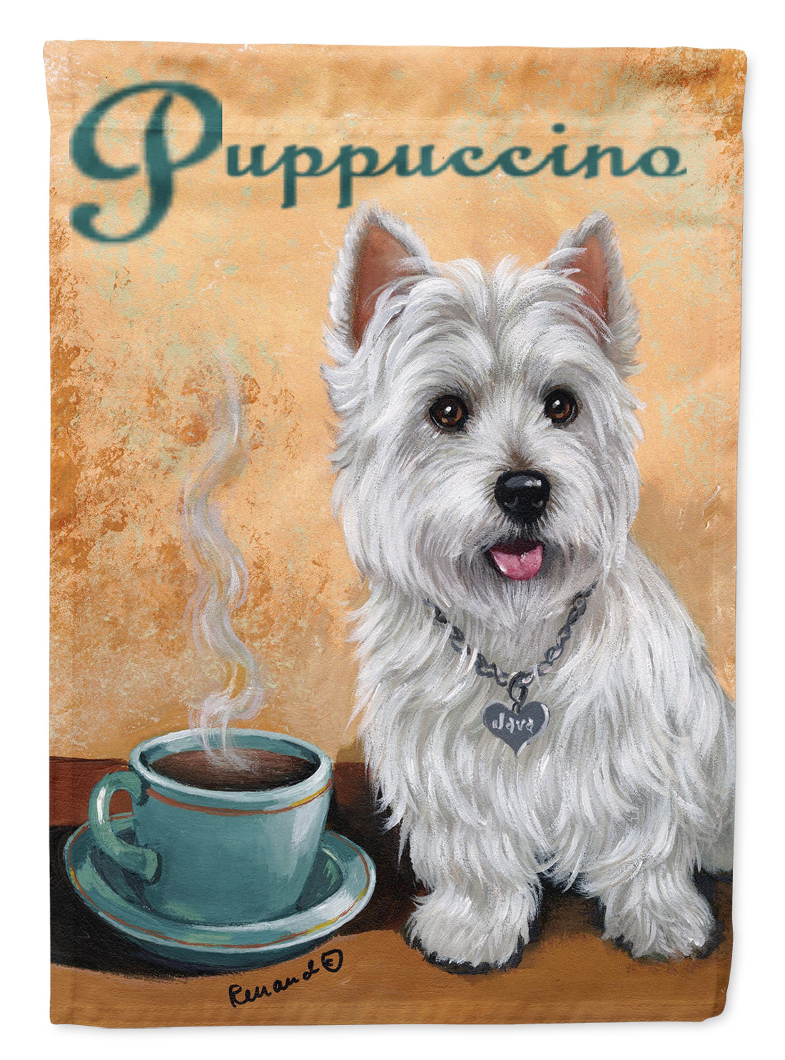 Westie Puppuccino Flag Canvas House Size PPP3225CHF