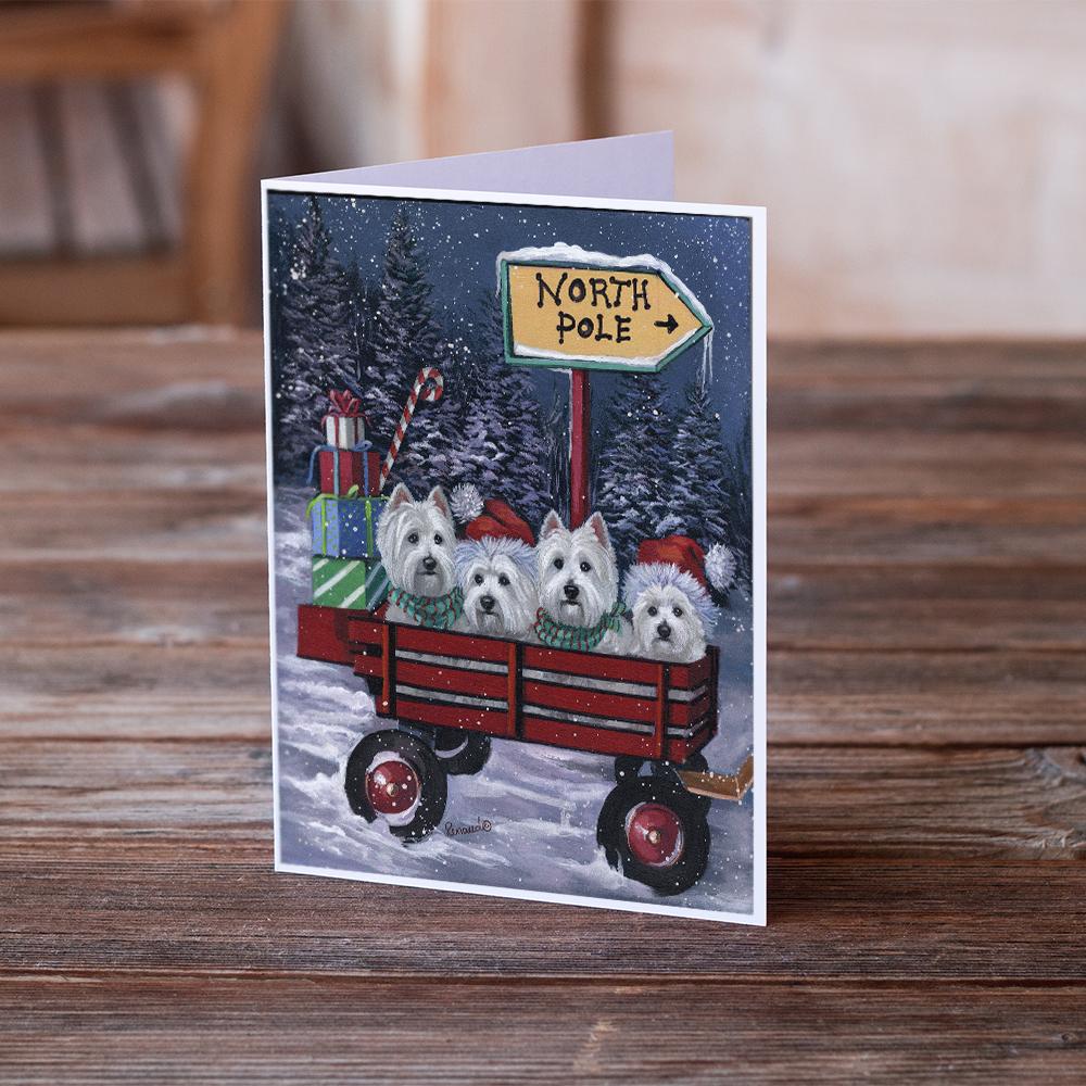 Buy this Westie Christmas Red Wagon Greeting Cards and Envelopes Pack of 8