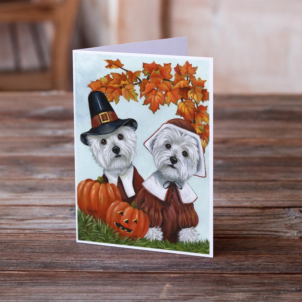 Westie Thanksgiving Pilgrims Greeting Cards and Envelopes Pack of 8 - the-store.com