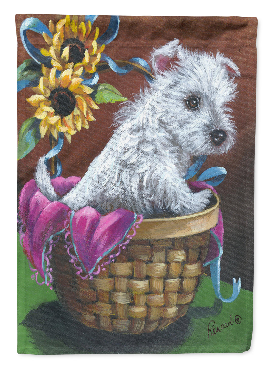 Westie Zoe and Sunflowers Flag Canvas House Size PPP3236CHF