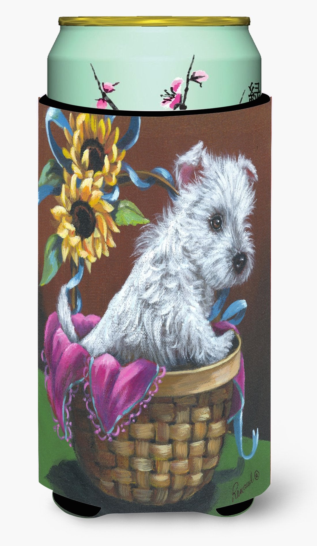 Westie Zoe and Sunflowers Tall Boy Hugger PPP3236TBC by Caroline's Treasures