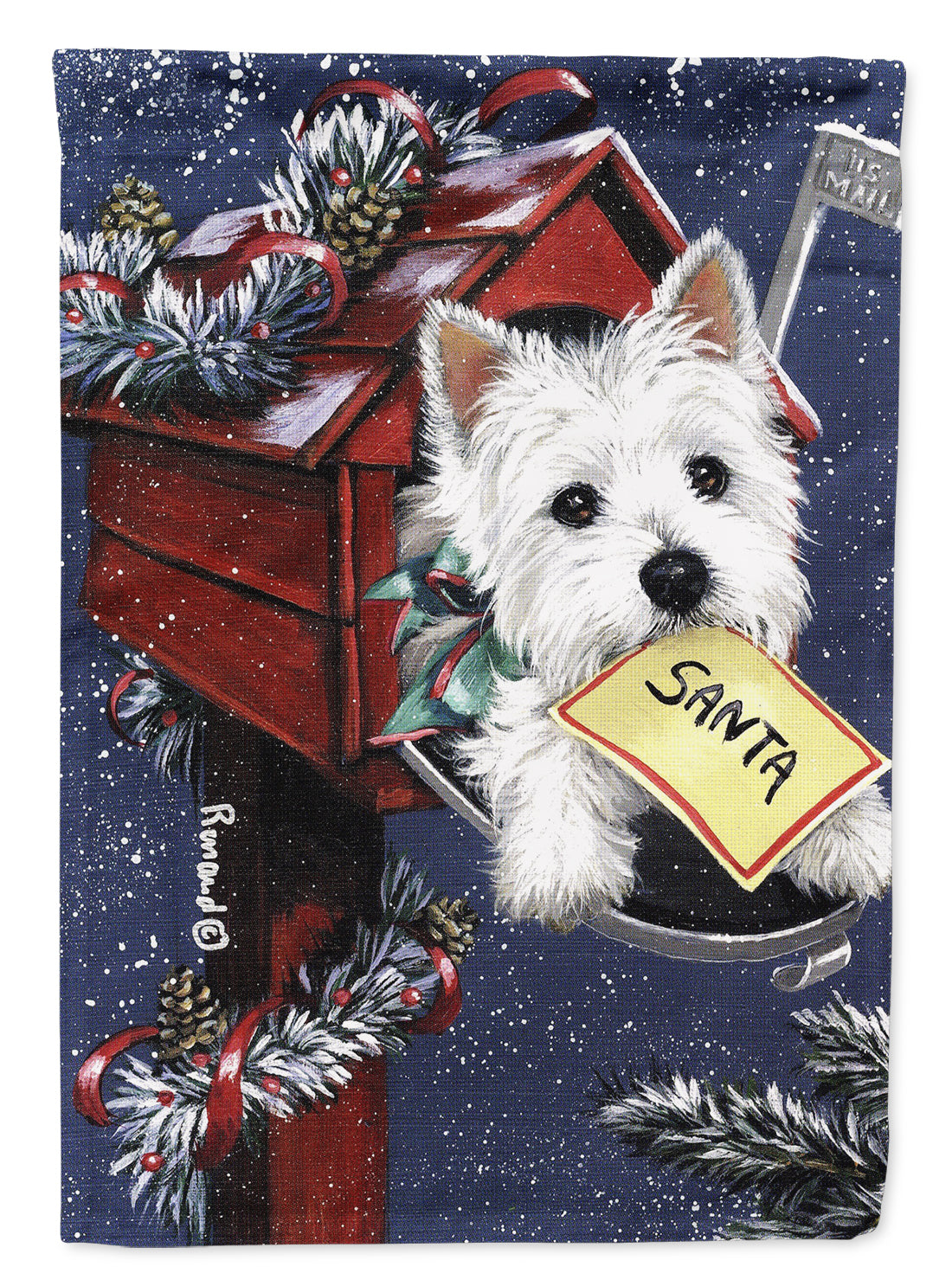 Westie Zoe's Christmas List Flag Canvas House Size PPP3237CHF