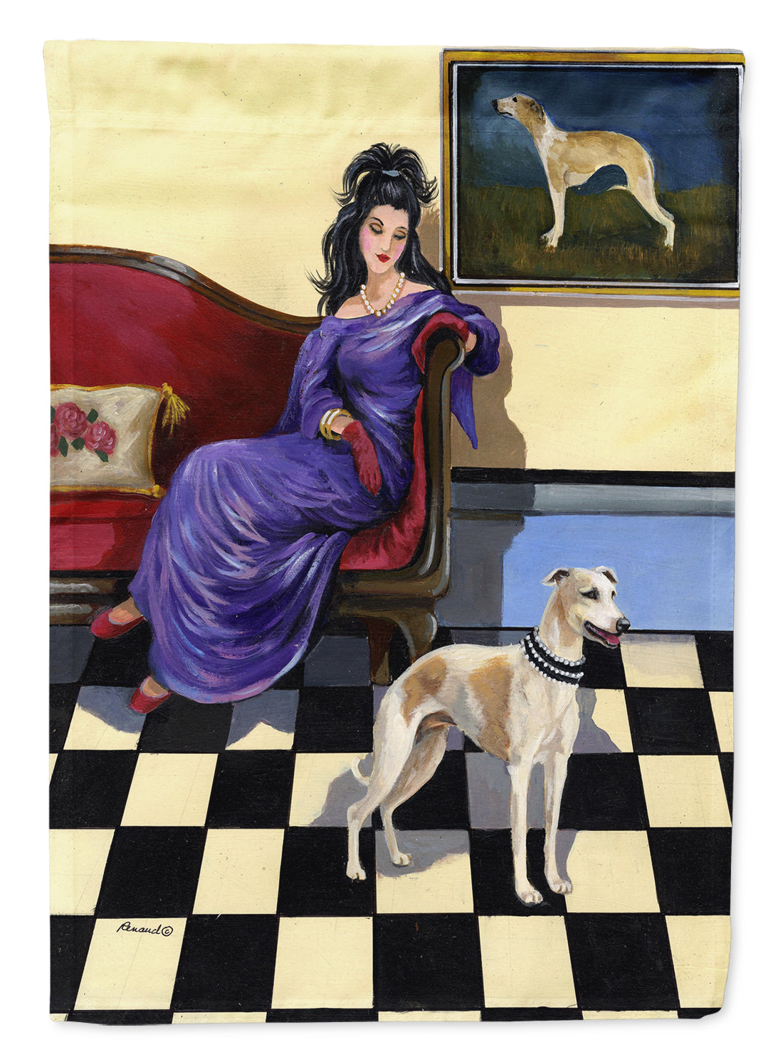 Whippet Elegance and Grace Flag Canvas House Size PPP3238CHF
