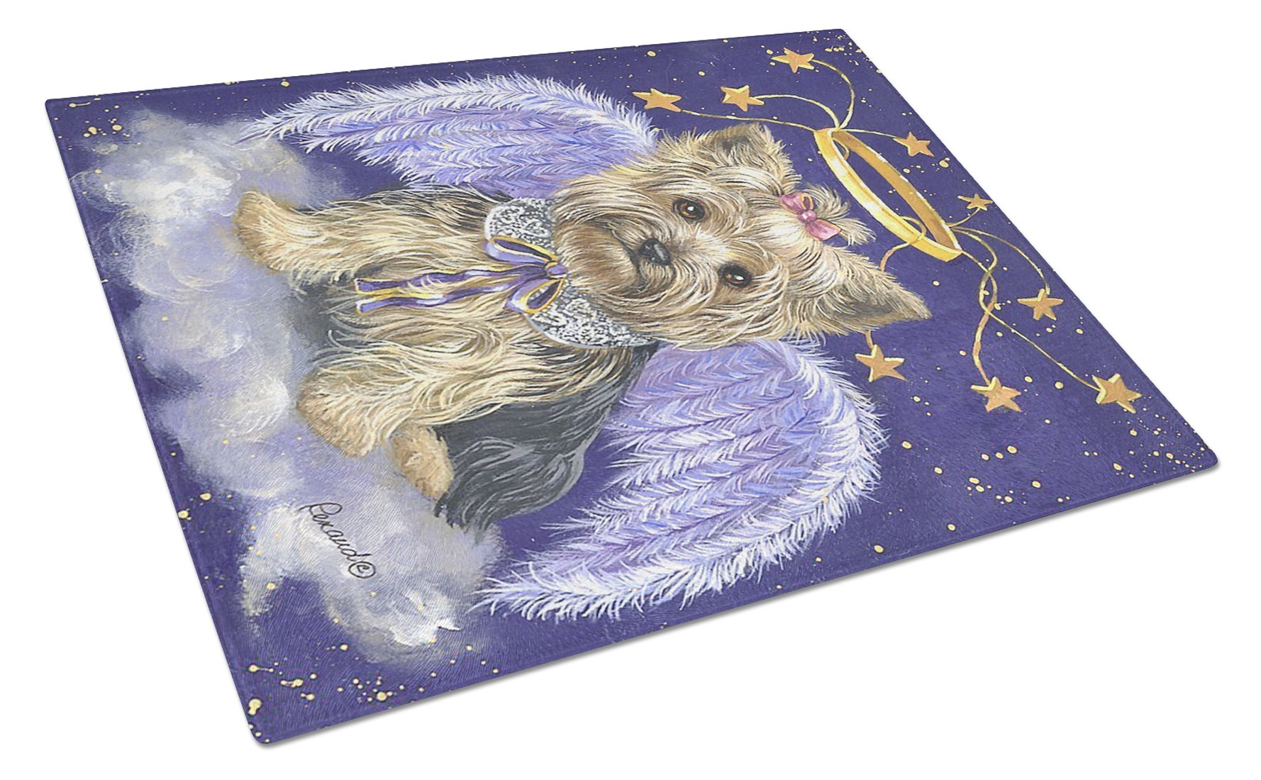 Yorkie Christmas Angel Glass Cutting Board Large PPP3243LCB by Caroline's Treasures