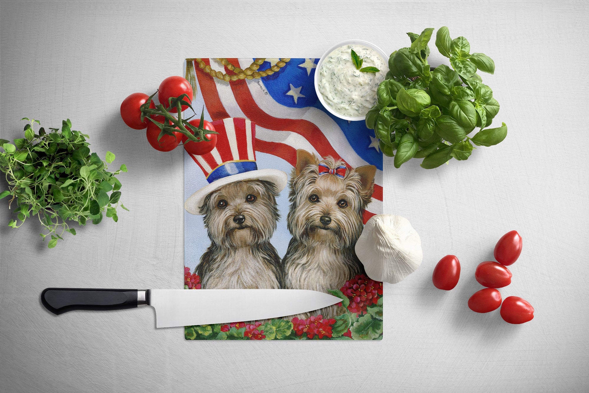 Yorkie USA Glass Cutting Board Large PPP3245LCB by Caroline's Treasures