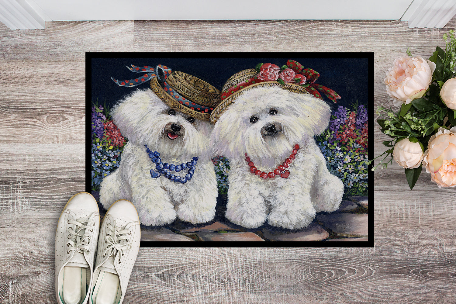 Bichon Frise Sisters Indoor or Outdoor Mat 18x27 PPP3247MAT - the-store.com