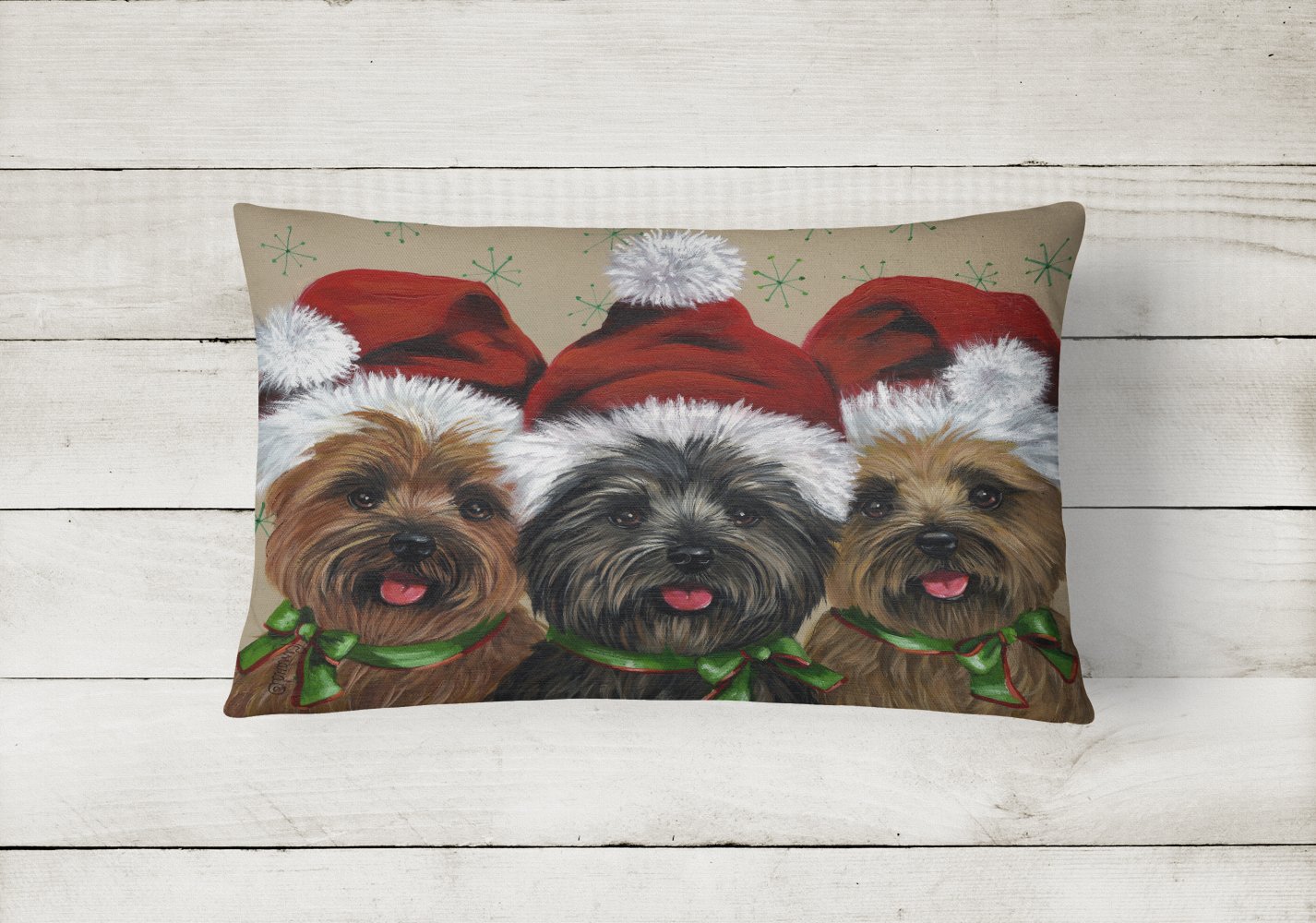 Buy this Cairn Terrier Christmas Ceaser and Co Canvas Fabric Decorative Pillow PPP3251PW1216